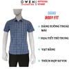 Áo sơ mi nam tay ngắn Owen AB261046NT màu xanh đậm kẻ dáng suông body fit tà bằng có túi chất liệu Bamboo polyester