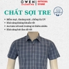 Áo sơ mi nam tay ngắn Owen AB261046NT màu xanh đậm kẻ dáng suông body fit tà bằng có túi chất liệu Bamboo polyester