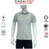 Áo sơ mi nam tay ngắn Owen AB261053NT màu xanh lá dáng suông body fit tà bằng có túi chất liệu modal polyester