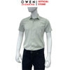 Áo sơ mi nam tay ngắn Owen AB261053NT màu xanh lá dáng suông body fit tà bằng có túi chất liệu modal polyester