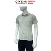 Áo sơ mi nam tay ngắn Owen AB261053NT màu xanh lá dáng suông body fit tà bằng có túi chất liệu modal polyester