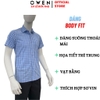 Áo sơ mi nam tay ngắn Owen AB263016NT màu xanh dáng body fit tà bằng xẻ tà chất liệu Bamboo polyester