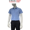Áo sơ mi nam tay ngắn Owen AB263016NT màu xanh dáng body fit tà bằng xẻ tà chất liệu Bamboo polyester