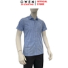 Áo sơ mi nam tay ngắn Owen AB263016NT màu xanh dáng body fit tà bằng xẻ tà chất liệu Bamboo polyester
