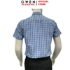 Áo sơ mi nam tay ngắn Owen AB263016NT màu xanh dáng body fit tà bằng xẻ tà chất liệu Bamboo polyester