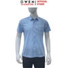 Áo sơ mi nam tay ngắn Owen AB260016NT màu xanh in họa tiết dáng suông body fit tà bằng có túi chất liệu modal polyester