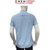 Áo sơ mi nam tay ngắn Owen AB263092NT màu xanh nhạt kẻ dáng suông body fit tà bằng có túi chất liệu polyester