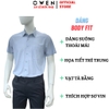 Áo sơ mi nam tay ngắn Owen AB263093NT màu xanh kẻ dáng suông body fit tà bằng có túi chất liệu polyester