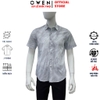 Áo sơ mi nam tay ngắn Owen AJ260149N màu xám họa tiết dáng J-form không túi chất liệu bamboo polyester