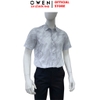 Áo sơ mi nam tay ngắn Owen AJ260149N màu xám họa tiết dáng J-form không túi chất liệu bamboo polyester