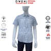 Áo sơ mi nam tay ngắn Owen AJ260150N màu xanh họa tiết dáng J-form không túi chất liệu modal polyester