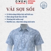 Áo sơ mi nam tay ngắn Owen AJ260150N màu xanh họa tiết dáng J-form không túi chất liệu modal polyester