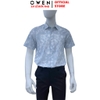 Áo sơ mi nam tay ngắn Owen AJ260150N màu xanh họa tiết dáng J-form không túi chất liệu modal polyester