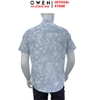 Áo sơ mi nam tay ngắn Owen AJ260150N màu xanh họa tiết dáng J-form không túi chất liệu modal polyester