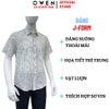 Áo sơ mi nam tay ngắn Owen AJ260151N màu be họa tiết dáng J-form không túi chất liệu modal polyester