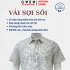 Áo sơ mi nam tay ngắn Owen AJ260151N màu be họa tiết dáng J-form không túi chất liệu modal polyester