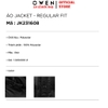 Áo Khoác Jacket Owen JK231608 màu đen trơn dáng regular fit có mũ có thể tháo rời áo lông vũ chất liệu Polyester