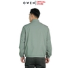 Áo Khoác Jacket Owen JK241473 màu xám dáng regular fit, cổ cao 3 phân, khóa kéo, tay và gấu bo chun chất liệu polyester