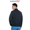 Áo Khoác Jacket Owen JK241486 màu đen dáng regular fit, cổ cao 3 phân, khóa kéo, tay và gấu bo chun chất liệu polyester