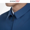 Áo Khoác Jacket Owen JK241493 màu xanh đậm dáng regular fit, cổ bẻ, khóa kéo, tay và gấu suông chất liệu polyester