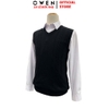 Áo len nam Owen ALG256006 màu đen áo gile cổ tim dáng suông regular fit chất liệu len acrylic cotton