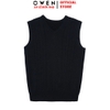 Áo len nam Owen ALG256006 màu đen áo gile cổ tim dáng suông regular fit chất liệu len acrylic cotton