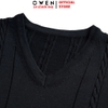 Áo len nam Owen ALG256006 màu đen áo gile cổ tim dáng suông regular fit chất liệu len acrylic cotton