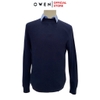 Áo len nam owen ALC241296 màu xanh tím than dáng suông regular fit cổ 3 phân chất liệu Acrylic
