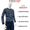 Áo len nam Owen ALC256014 màu xanh tím than họa tiết chữ dáng suông regular fit cổ tròn chất liệu len acrylic cotton