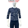 Áo len nam Owen ALC256014 màu xanh tím than họa tiết chữ dáng suông regular fit cổ tròn chất liệu len acrylic cotton