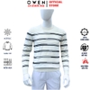 Áo len nam Owen ALC256016 màu trắng kẻ ngang đen dáng suông regular fit cổ tròn chất liệu len acrylic cotton