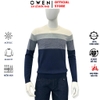 Áo len nam Owen ALC256017 màu xanh phối xám dáng ôm slim fit cổ tròn chất liệu len acrylic cotton