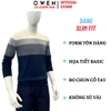 Áo len nam Owen ALC256017 màu xanh phối xám dáng ôm slim fit cổ tròn chất liệu len acrylic cotton