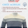 Áo len nam Owen ALC256017 màu xanh phối xám dáng ôm slim fit cổ tròn chất liệu len acrylic cotton