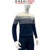 Áo len nam Owen ALC256017 màu xanh phối xám dáng ôm slim fit cổ tròn chất liệu len acrylic cotton