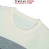 Áo len nam Owen ALC256017 màu xanh phối xám dáng ôm slim fit cổ tròn chất liệu len acrylic cotton
