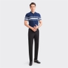 Áo Thun Polo Nam Cổ Bẻ Aristino APS016S3 màu Xanh tím than 5 kẻ Jacquard