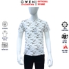 Áo thun polo Nam Tay Ngắn Có Cổ Owen APV253616 màu trắng in họa tiết xanh lá nhạt dáng body fit tà bằng Chất liệu CVC Spandex