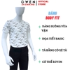 Áo thun polo Nam Tay Ngắn Có Cổ Owen APV253616 màu trắng in họa tiết xanh lá nhạt dáng body fit tà bằng Chất liệu CVC Spandex