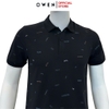 Áo thun polo Nam Tay Ngắn Có Cổ Owen APV253618 màu đen in họa tiết dáng suông tà bằng xẻ tà chất liệu cotton