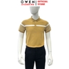 Áo thun polo Nam Tay Ngắn Có Cổ Owen APV253633 màu vàng đậm kẻ trắng dáng body fit tà bằng chất cotton