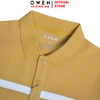 Áo thun polo Nam Tay Ngắn Có Cổ Owen APV253633 màu vàng đậm kẻ trắng dáng body fit tà bằng chất cotton