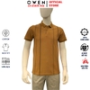 Áo thun polo Nam Tay Ngắn Có Cổ Owen APV262026 màu nâu dáng body fit tà bằng xẻ tà chất liệu cotton polyester spandex