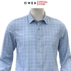 Áo sơ mi nam tay dài Owen AS250356D màu xanhcaro vừa dáng ôm slim fit là lượn không túi chất liệu bamboo poly