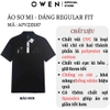 Áo Thun polo Nam Tay Ngắn Có Cổ Owen APV233187 màu đen phối trắng in chìm dáng Body fit chất liệu CVC Spandex