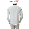 Áo thun polo Nam Tay Ngắn Có Cổ Owen APV253646 màu trắng viền xanh dáng suông body fit tà bằng xẻ tà chất liệu Nylon Spandex