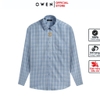 Áo sơ mi nam tay dài Owen AR250358DT màu xanh dương caro vừa dáng suông regular fit tà lượn có túi chất liệu bamboo poly