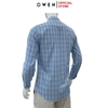 Áo sơ mi nam tay dài Owen AR250358DT màu xanh dương caro vừa dáng suông regular fit tà lượn có túi chất liệu bamboo poly