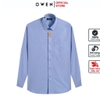 Áo sơ mi nam tay dài Owen AR250360DT màu xanh kẻ dọc dáng suông regular fit tà lượn có túi chất liệu bamboo poly