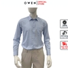 Áo sơ mi nam tay dài Owen AR255017DT màu xanh kẻ caro dáng suông regular fit tà lượn có túi chất liệu bamboo poly